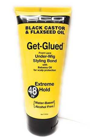 Eco Styler Black Castor & Flaxseed Oil Get Glued Front lace Under- Wig Styling Bond 48 hour Extreme Hold 177 ml