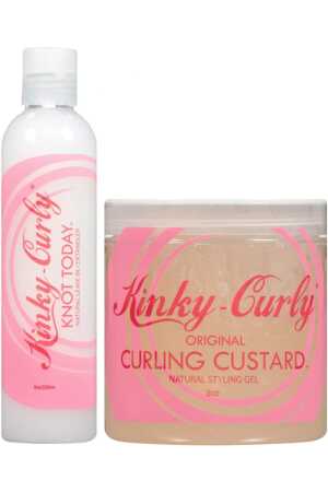 Kinky Curly Knot Today Leave In Detangler 8 oz + Kinky Curly Curling Custard 8 oz Combi Deal