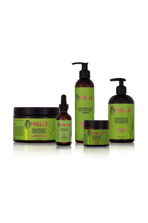 Mielle Organics Rosemary Mint CombiDeal 40: Shampoo + Masque + Vit. Daily Styling Creme + Scalp & Hair Oil en Edge Gel