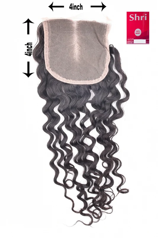 Indian Shri Human Hair Closure 18″ Deep Wave (45cm)